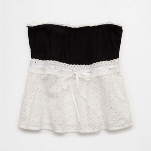 NWOT American Eagle Black and White Strapless Eyelet Top